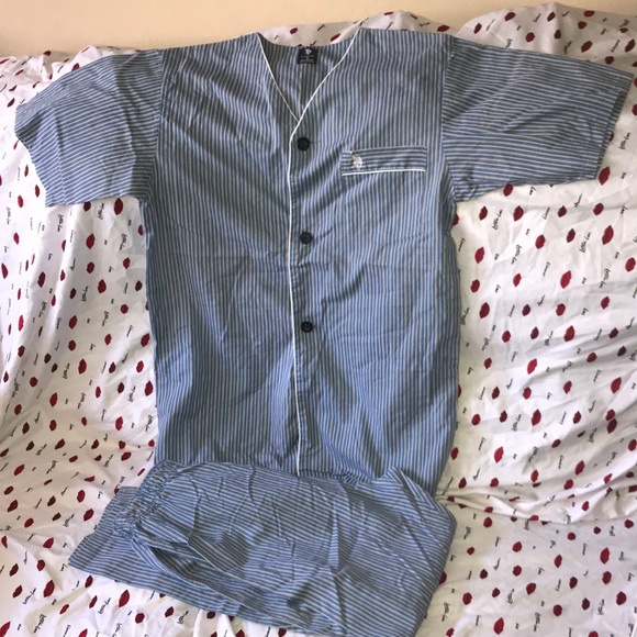 US Polo Assn small blue white and grey striped pajamas 💕 - Picture 2 of 6